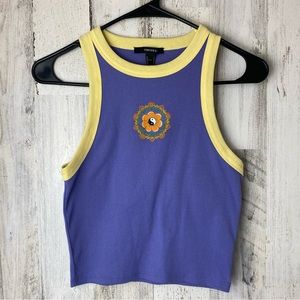 Forever 21 | Cropped Tank Top Ying Yang Purple Yellow Size Small